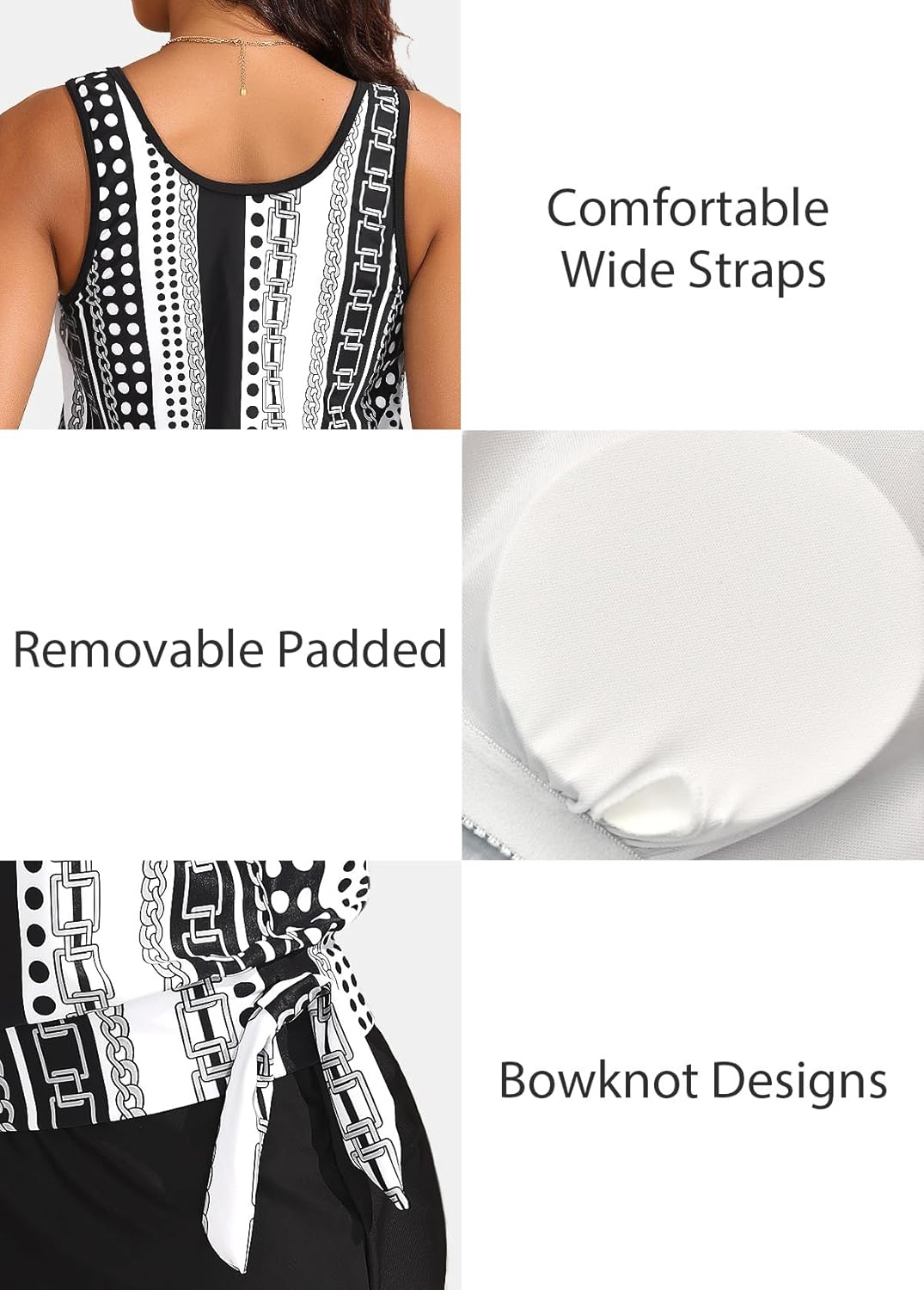 XL ROSEWE Modest Tankini Swimsuits for Women, Two Piece Athletic Womens Bathing Suits Blouson Tank Tops with Board Shorts